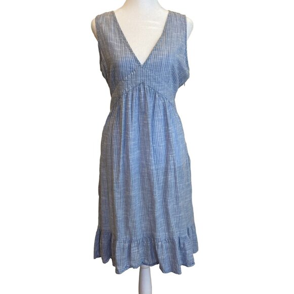 Blue Denim Pinstriped Babydoll Summer Dress – Size 6 - Picture 1 of 5